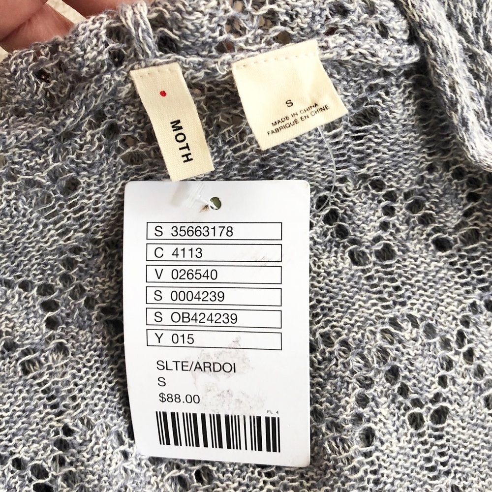 Anthro. Moth | Linen Blend Open Knit Hooded TopNWT - Picture 8 of 12